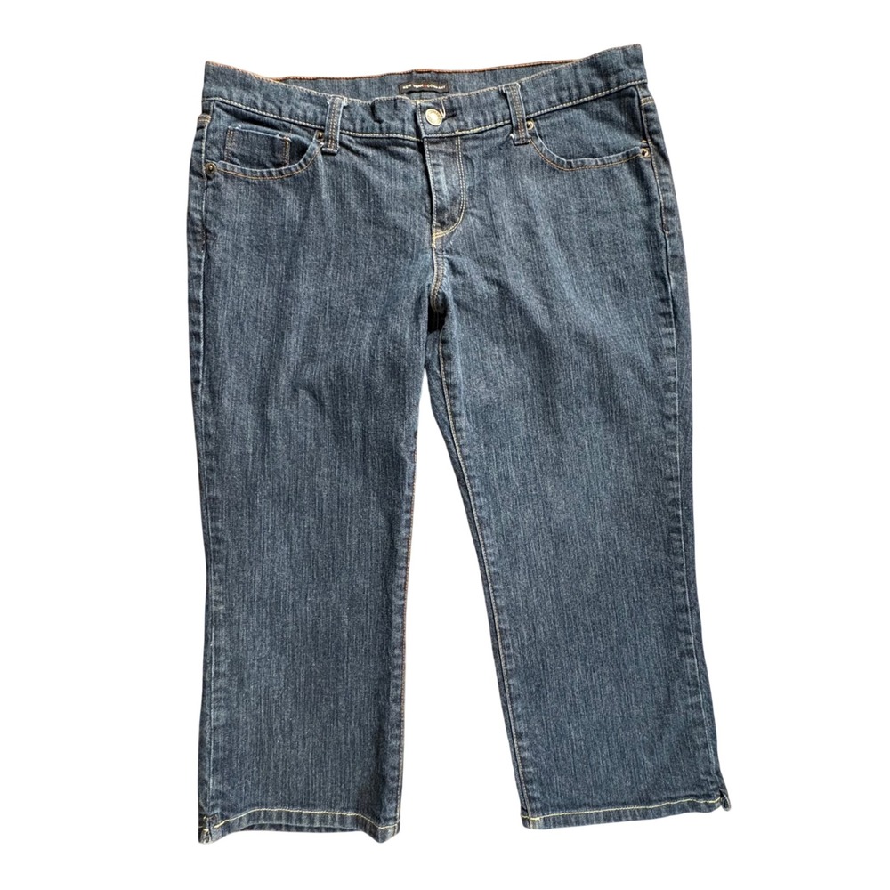 New York & Company Denim Capri Pants Womens 12 Blue Stretch Cropped Jeans EUC